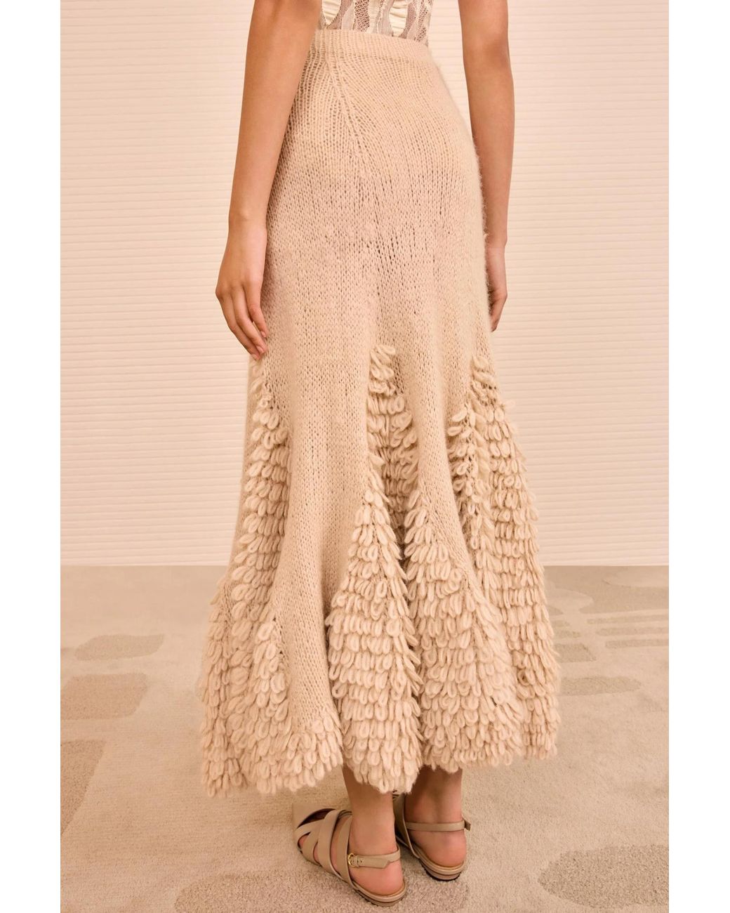 Ulla Johnson Natural Jupe Midi Circulaire En Laine