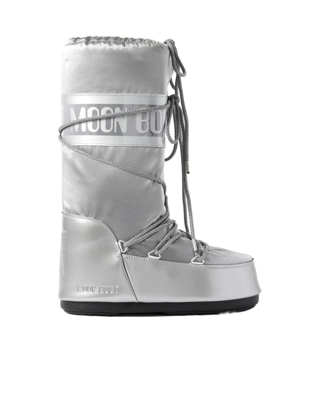 Moon Boot Gray Metallic Shell And Pvc Snow Boots