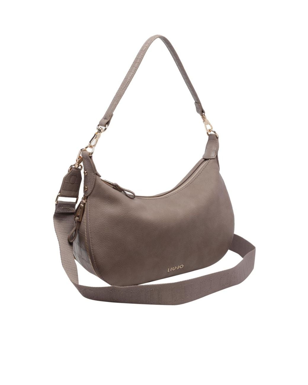 Liu Jo Gray Curved Zip Shoulder Bag