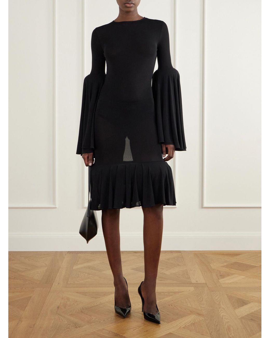 Jean Paul Gaultier Black Gathered Knee-Length Skirt
