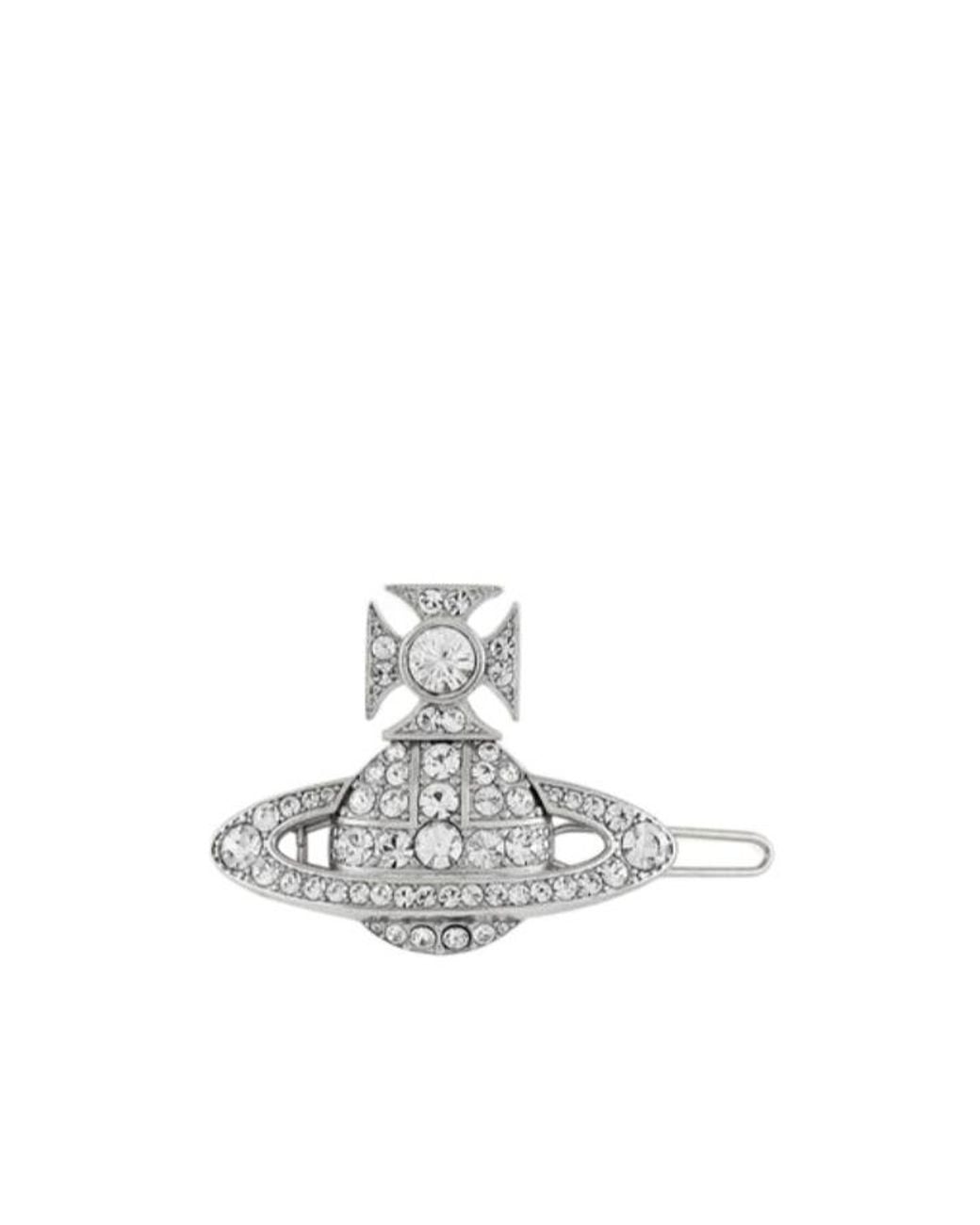 Vivienne Westwood White Corinne Crystal-Embellished Hair Clip