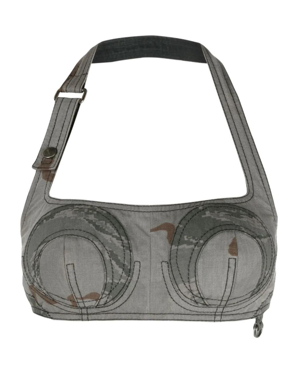 MARINE SERRE Gray Camouflage Print Halterneck Crop Top