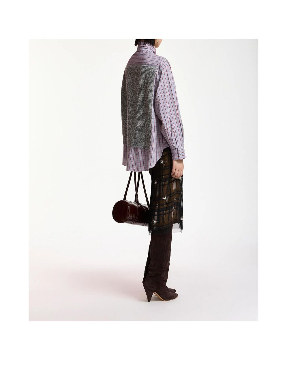 Essentiel Antwerp Gray Kute Check Knitted Jacket