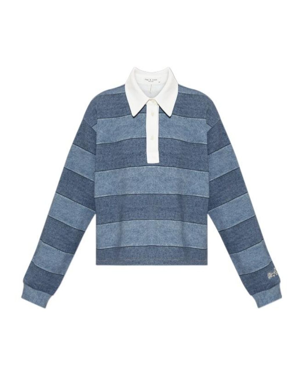 Rag & Bone Blue Long-Sleeve Polo Shirt