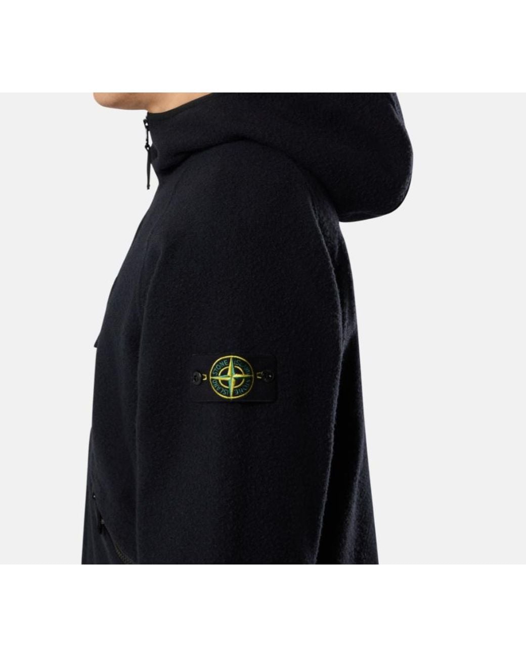 Stone Island Blue Logo Patch Hooded Jacket for men