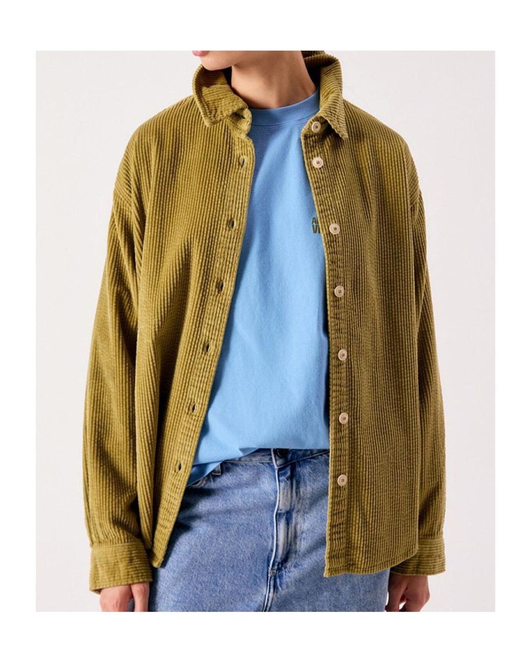 American Vintage Green Oversized Corduroy Shirt