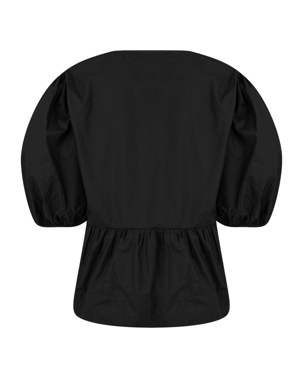Ganni Black Stylish Puff-Sleeve Top
