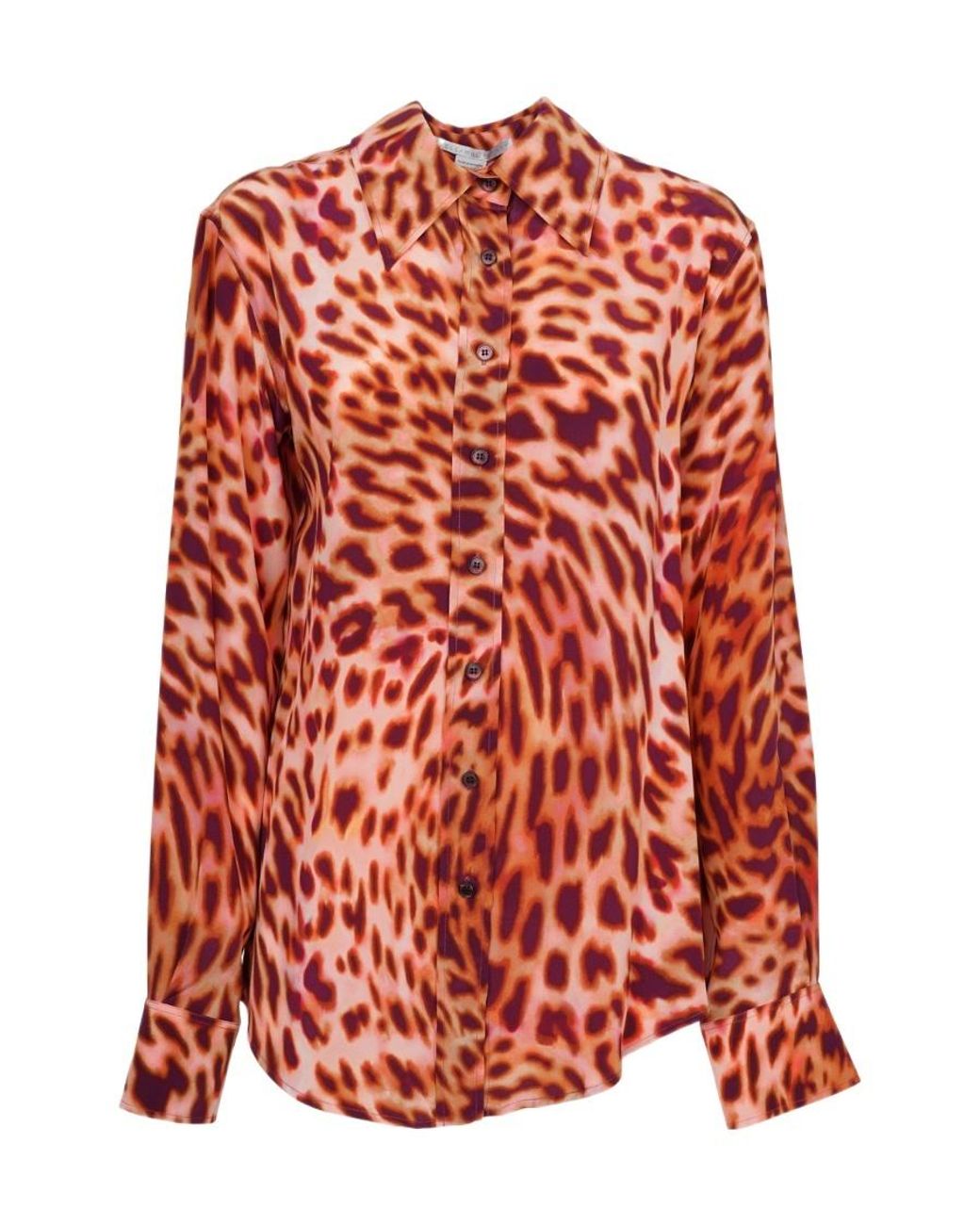 Stella McCartney Red Leopard-Print Silk Shirt
