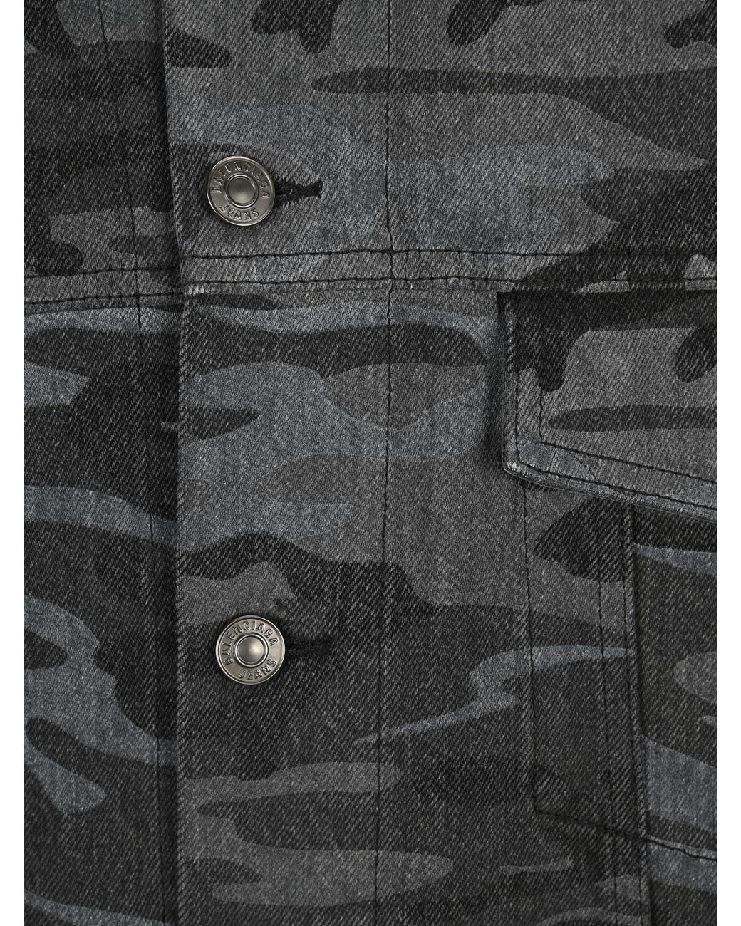 Balenciaga Gray Camo Print Denim Jacket for men