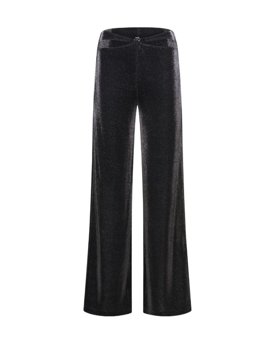ROTATE BIRGER CHRISTENSEN Black Cut-Out Wide-Leg Pants
