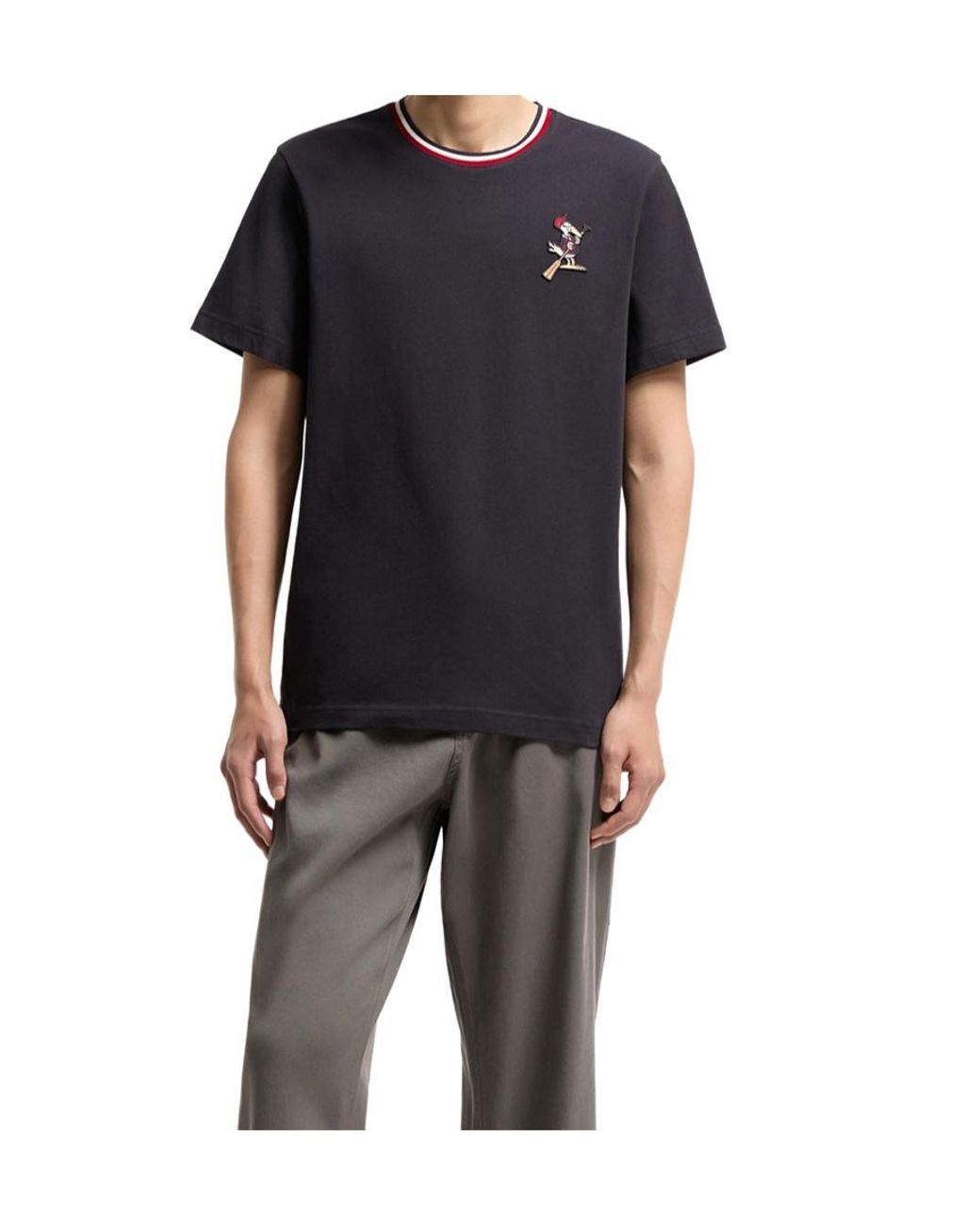 Moncler Blue Monduck Logo Patch T-Shirt for men