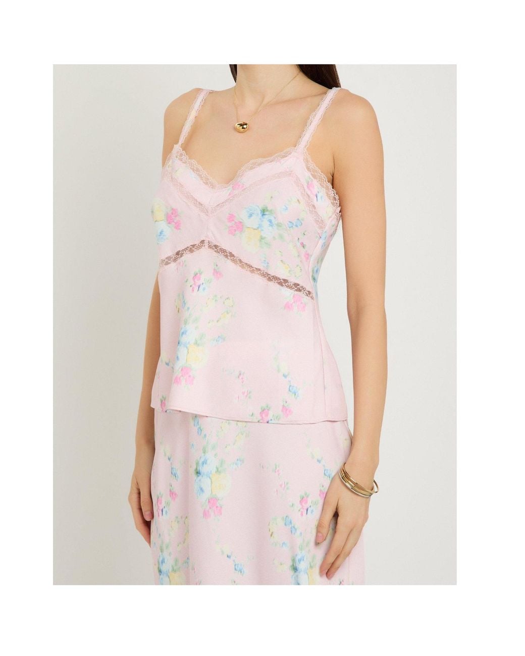 LoveShackFancy Pink Floral Print Tank Top