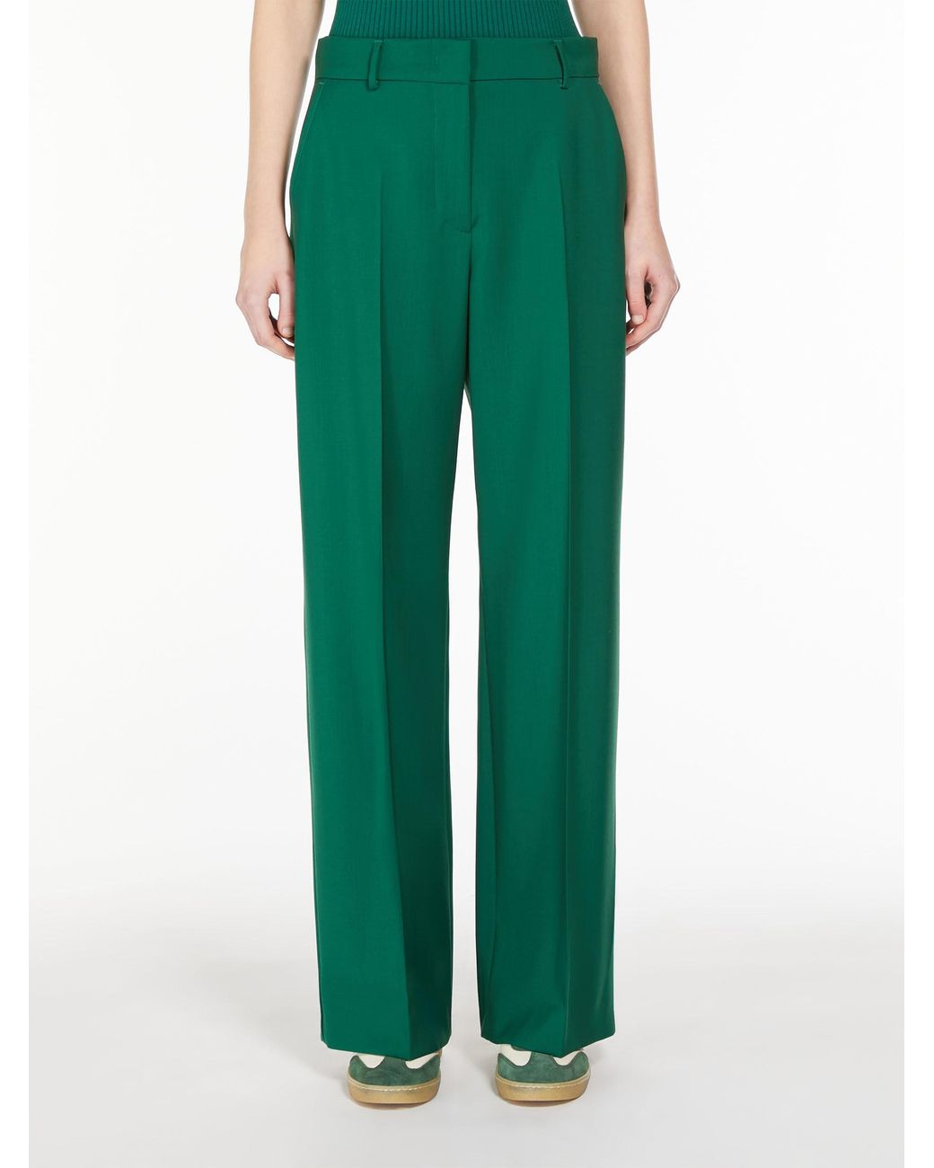 Weekend by Maxmara Green Pleated Straight Leg Pants