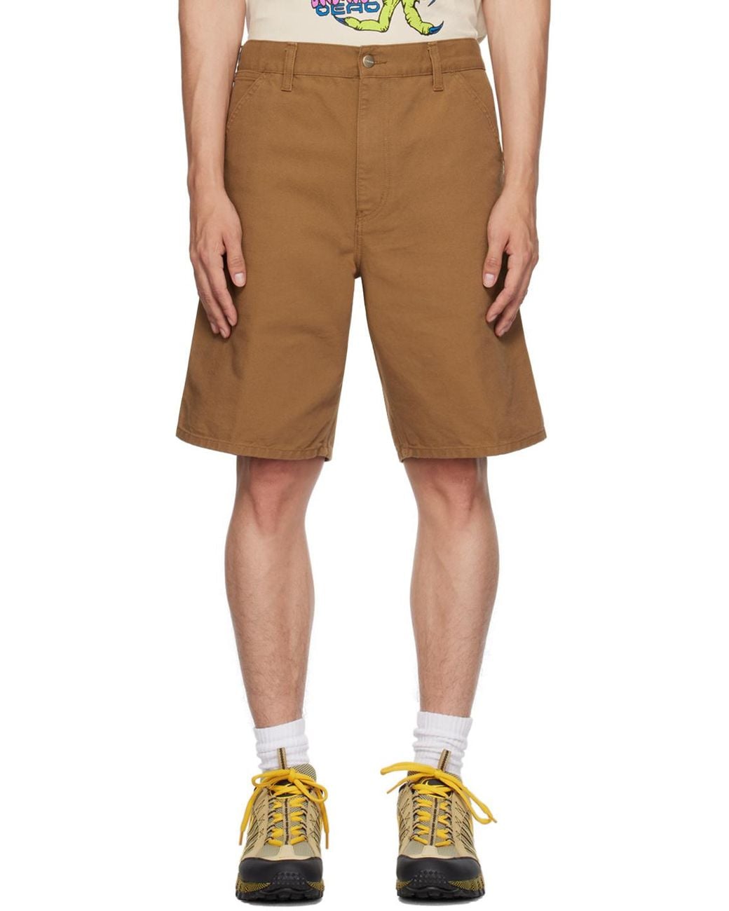 Carhartt Brown Logo Patch Chino Shorts for men