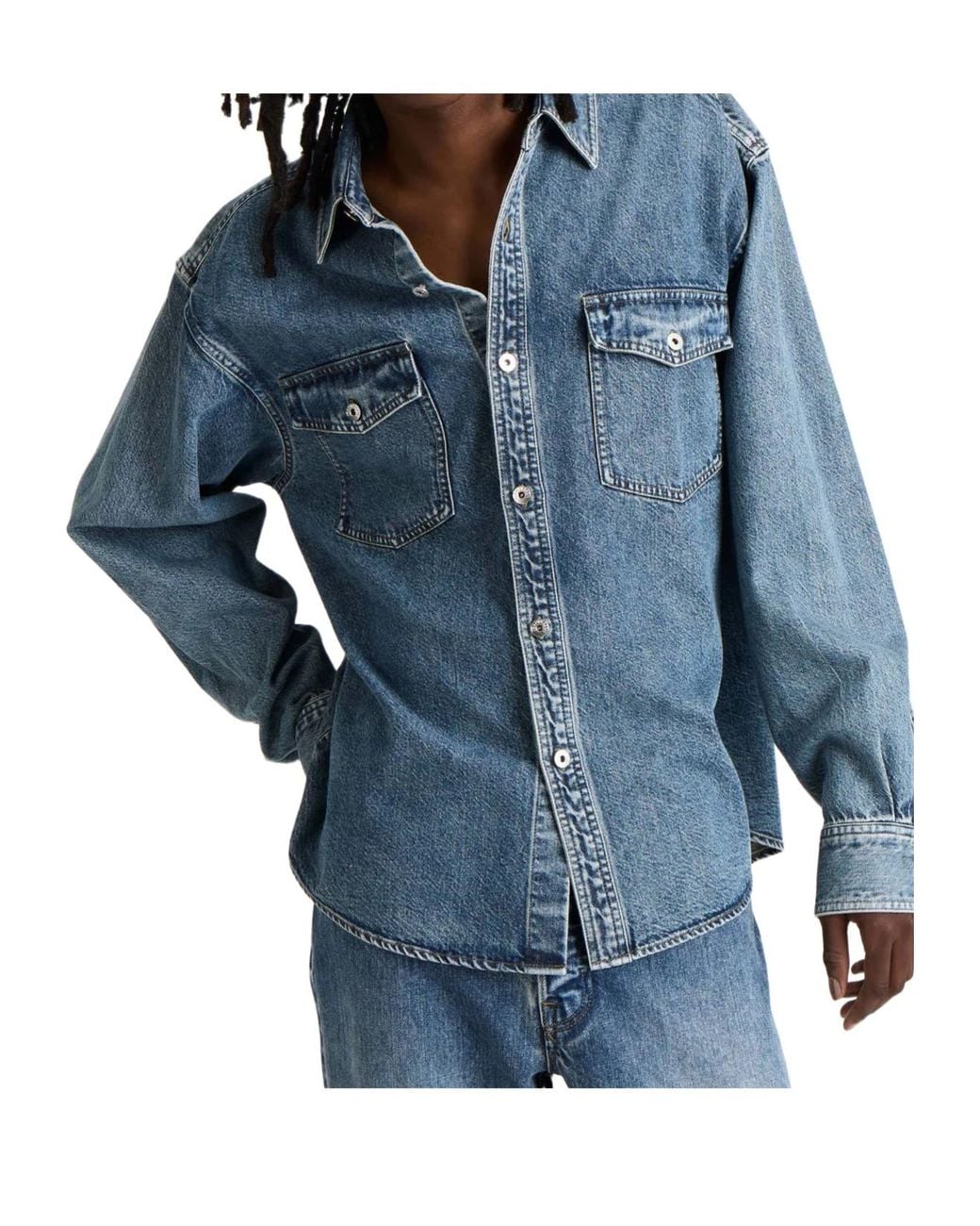 J.W. Anderson Blue Jw Anderson Logo Patch Denim Shirt for men