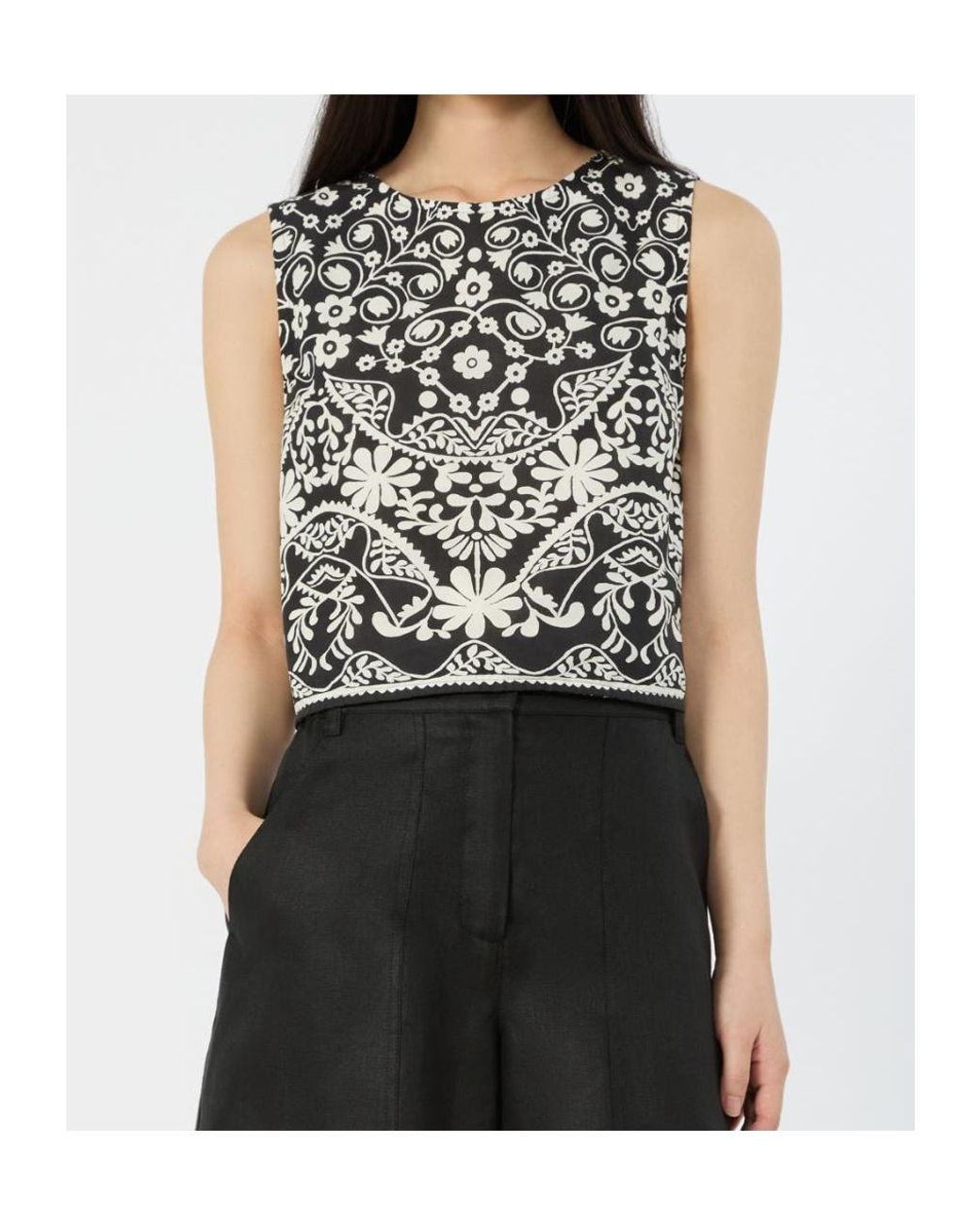 Weekend by Maxmara Black Wkifanale Printed Sleeveless Top