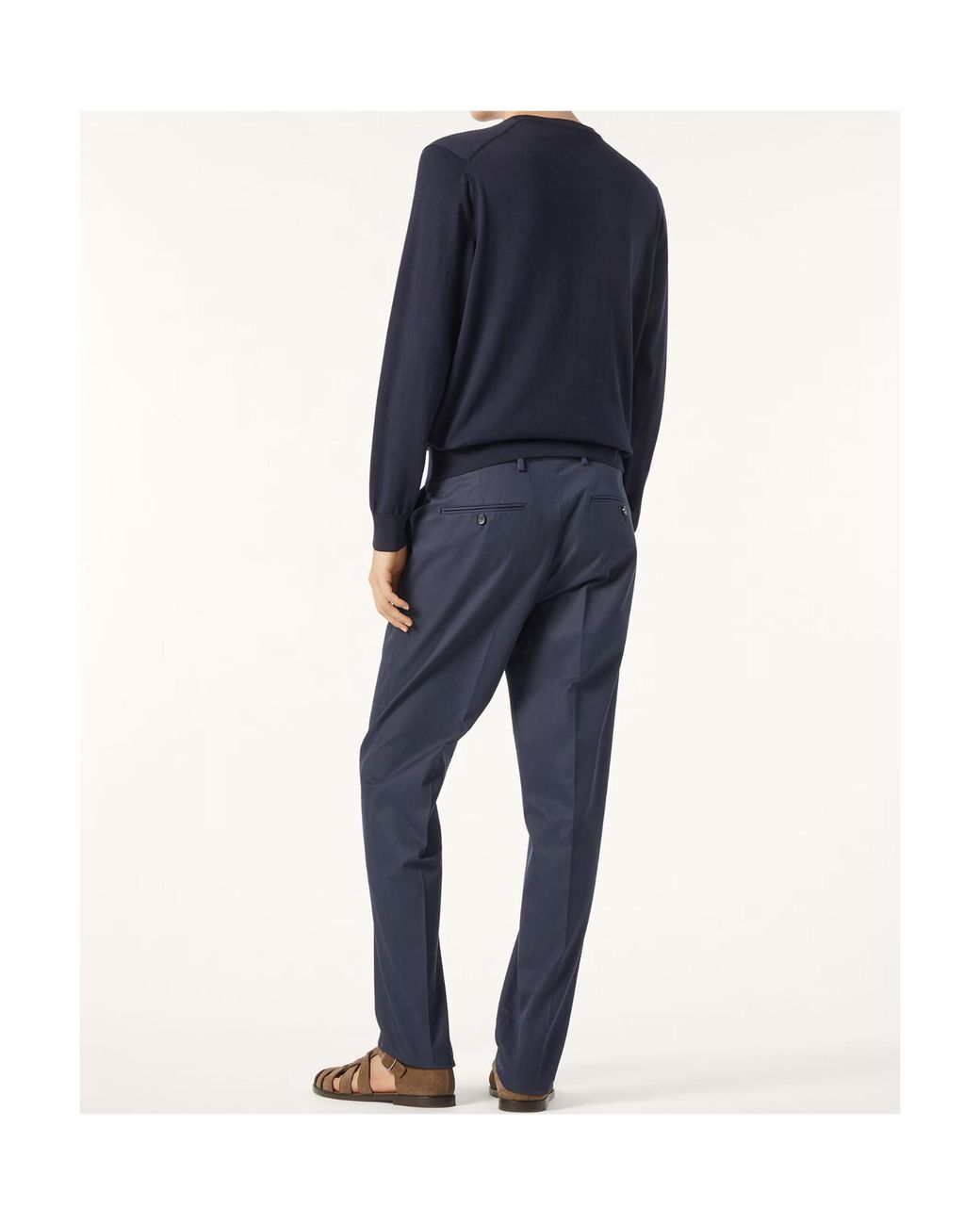 Loro Piana Blue Jarno Pressed Crease Trousers for men