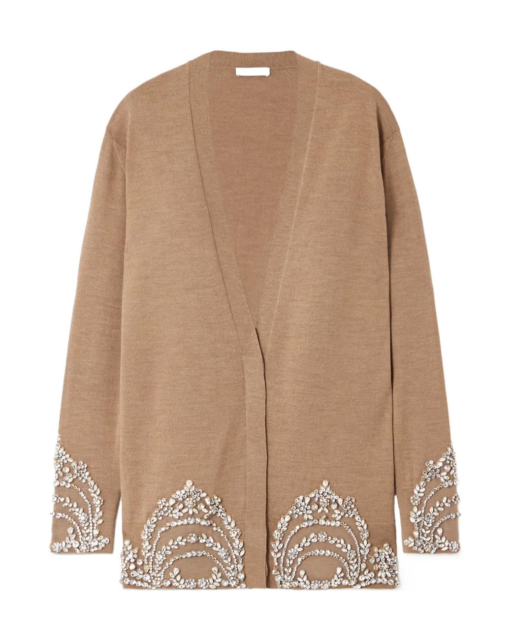Erdem Natural Crystal-Embellished Wool Cardigan