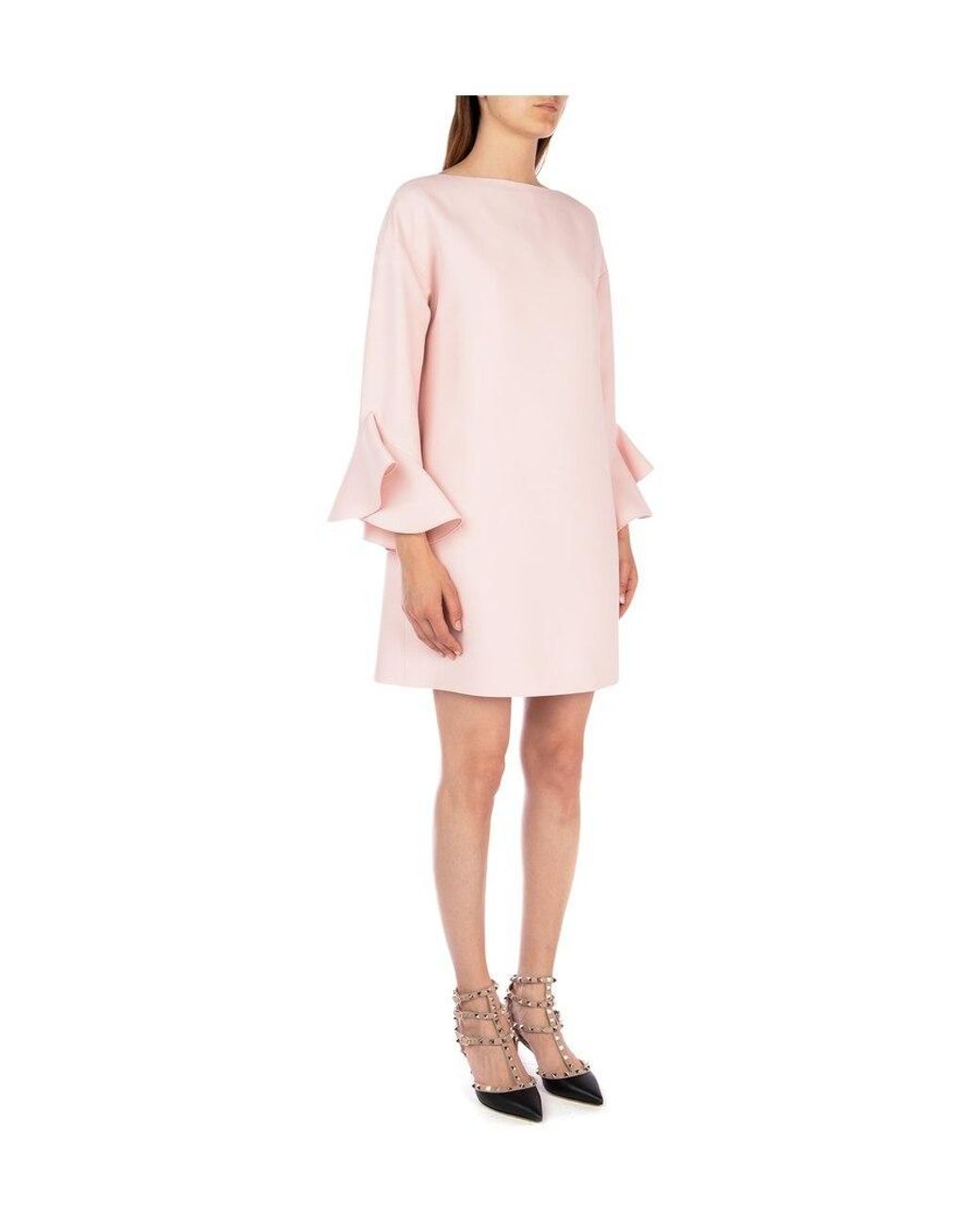 Valentino Pink Ruffled Sleeve Mini Dress