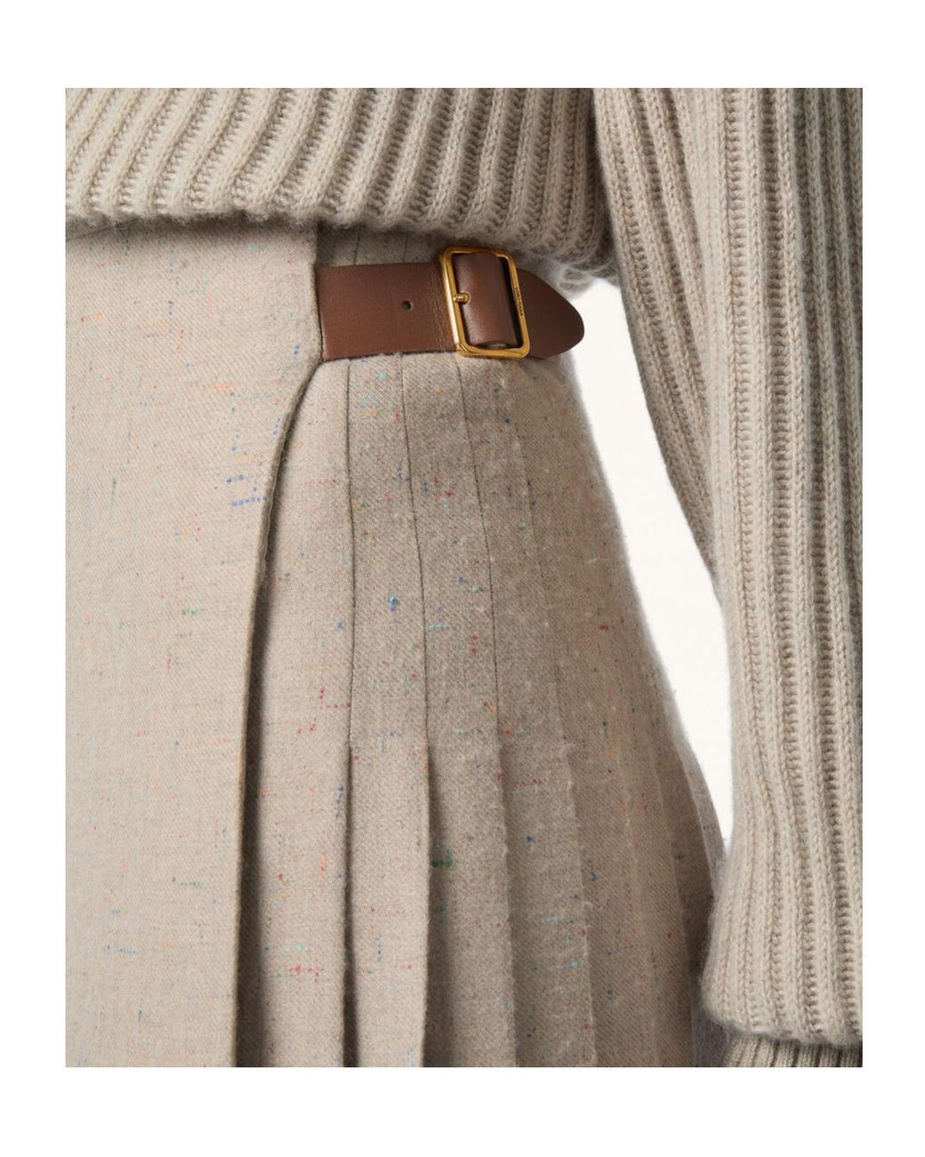 Loro Piana Natural Milda Pleated Skirt