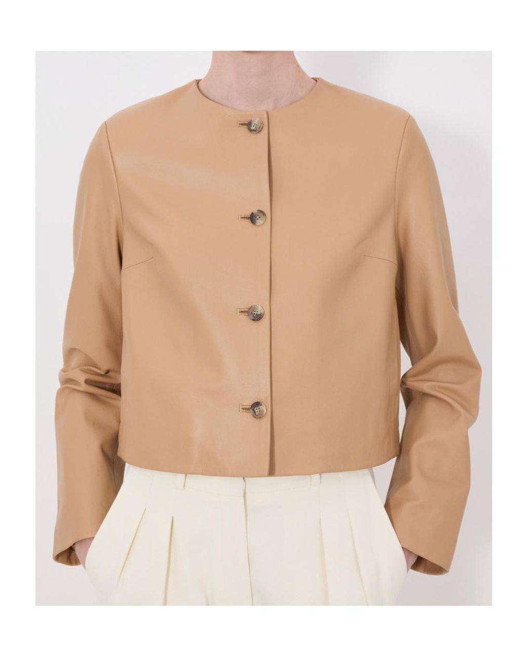 Loulou de Saison Natural Raho Button Leather Jacket