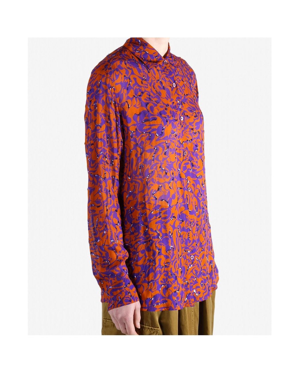 Dries Van Noten Red Clavelly Long-Sleeved Shirt