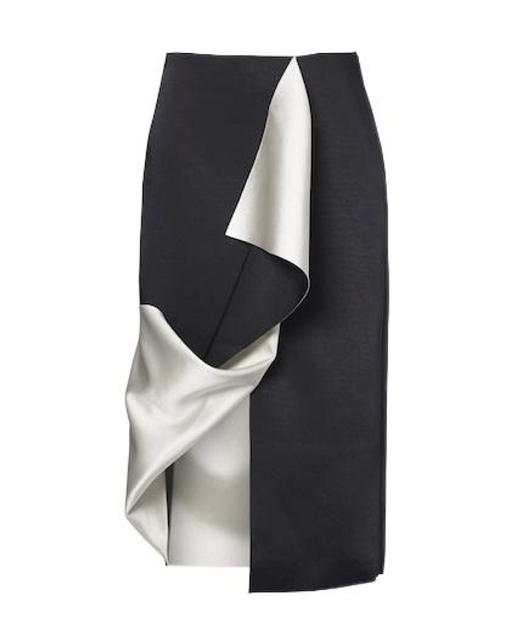 Rohe Black Draped Asymmetric Satin Midi Skirt