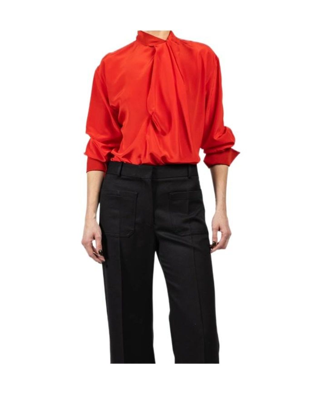 Victoria Beckham Red Drape Detail Blouse