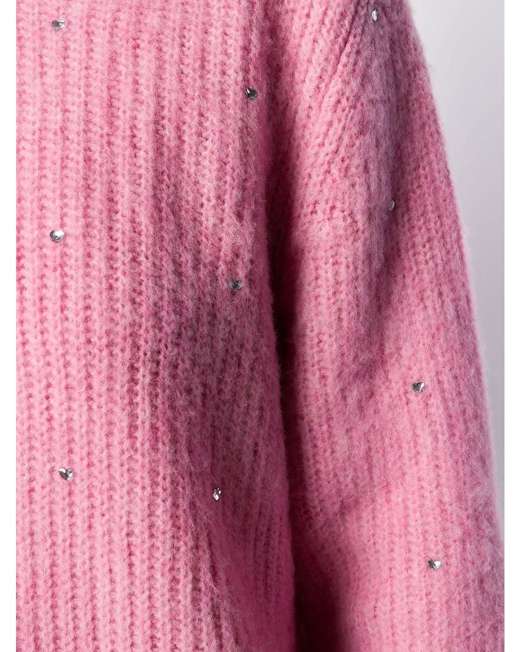 MSGM Pink Embellished Diamond Effect Sweater