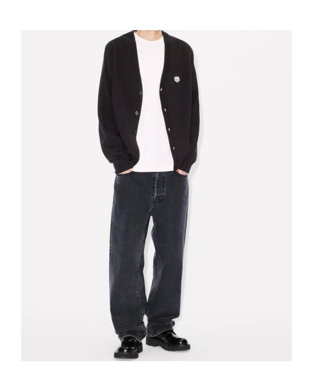 KENZO Blue Happy Tiger Embroidered Cardigan for men