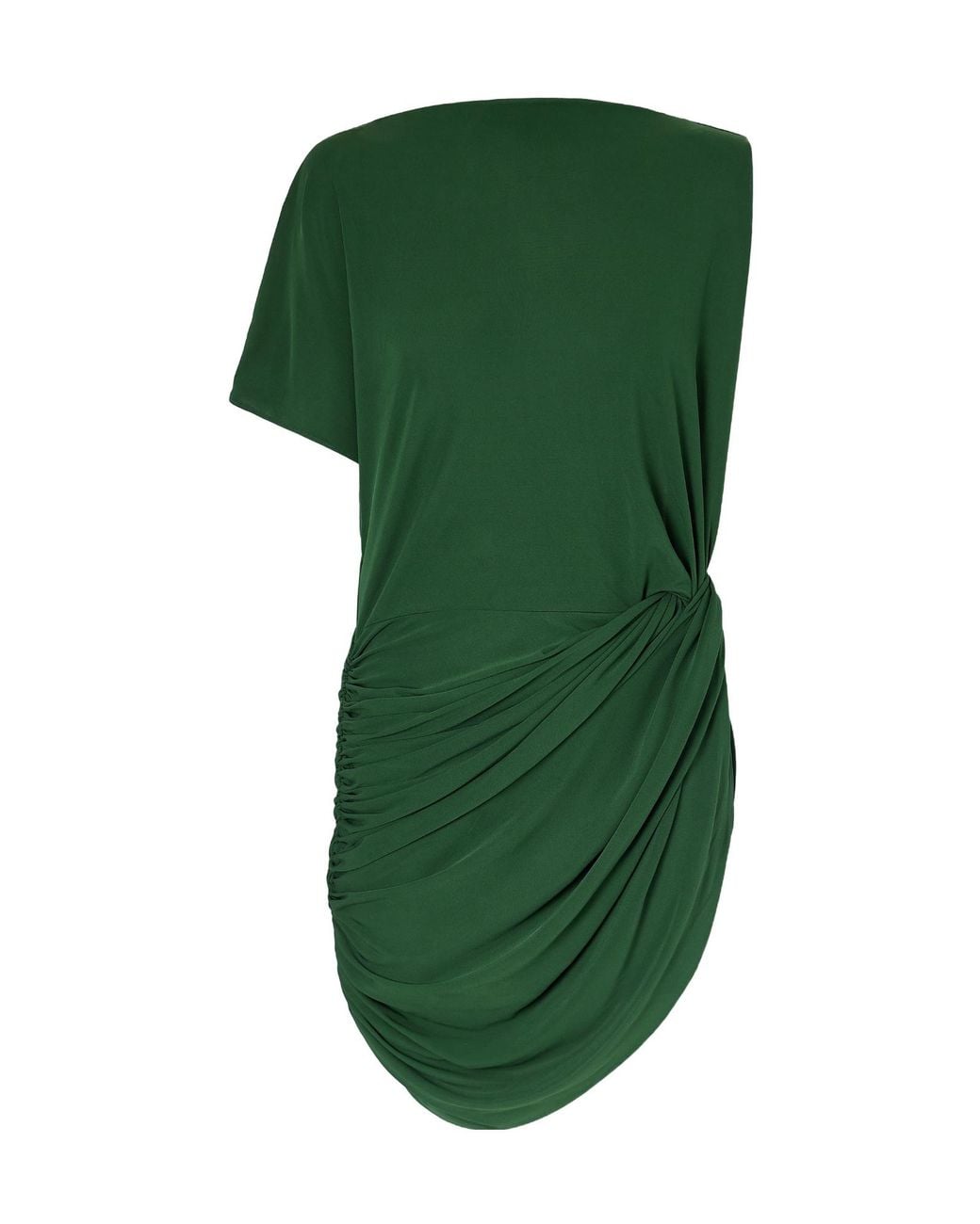 Alex Perry Green One-Shoulder Asymmetric Gathered Jersey Mini Dress