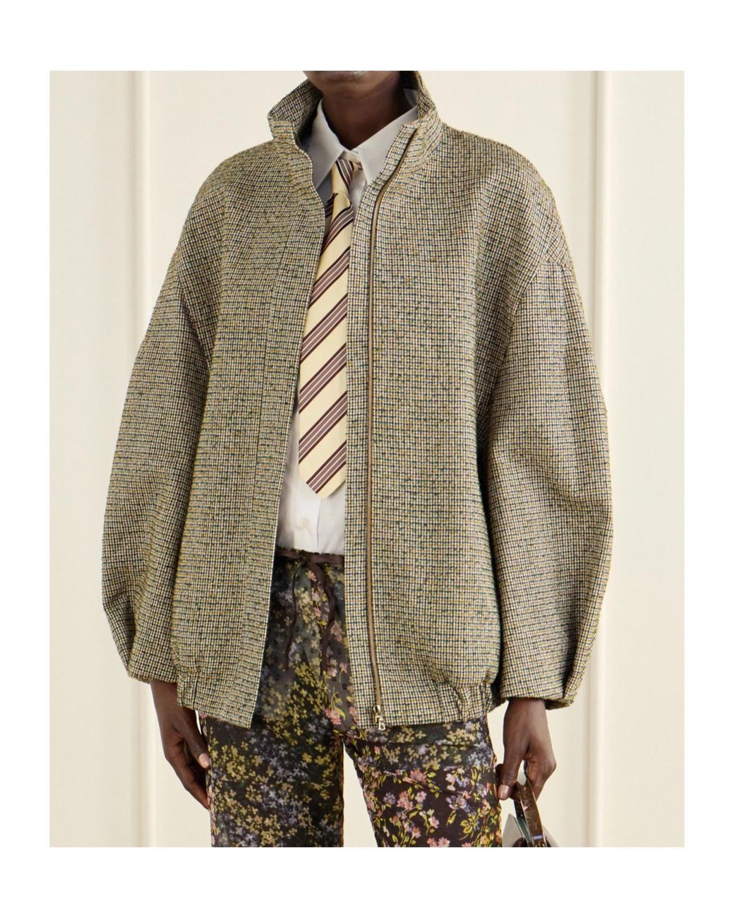 Dries Van Noten Brown Checked Bomber Jacket