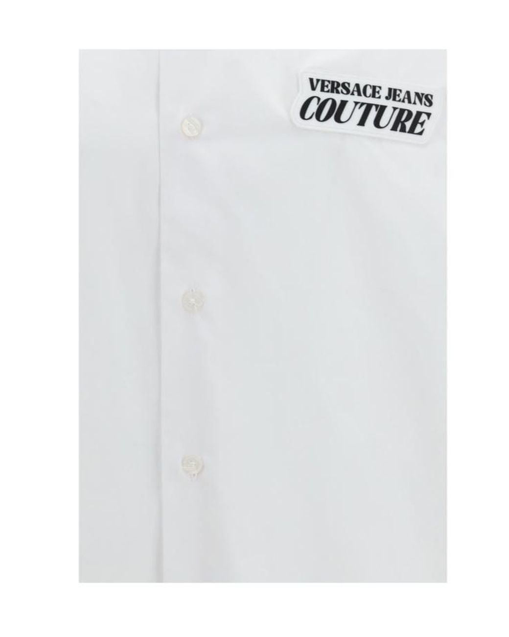 Versace White Jeans Couture Rubber Patch Cotton Shirt for men
