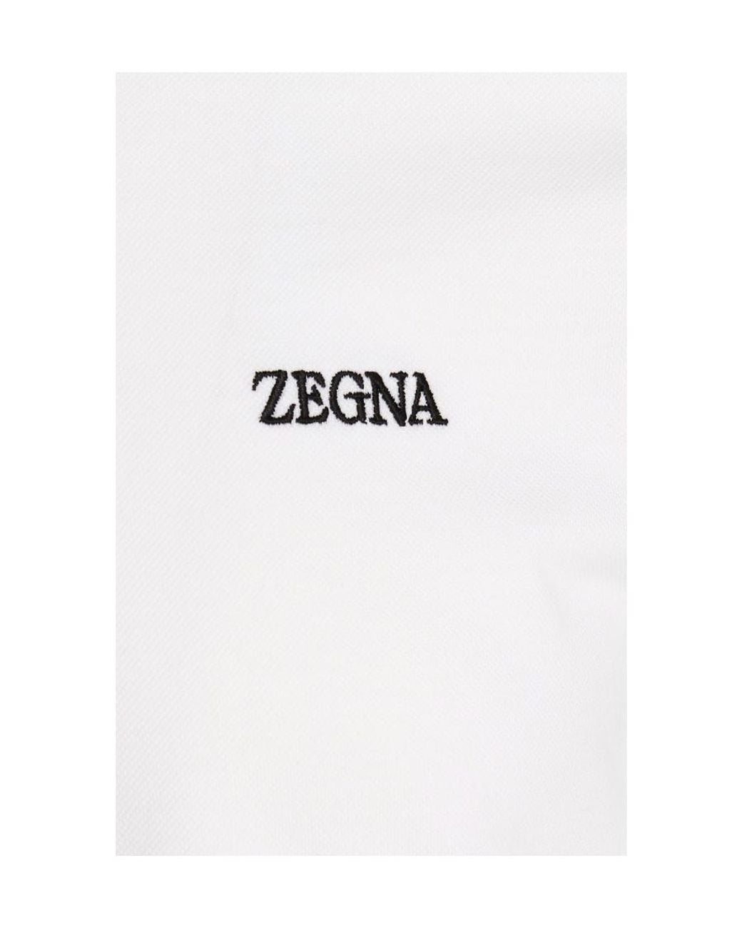 Zegna White Logo-Embroidered Short-Sleeved Polo Shirt for men