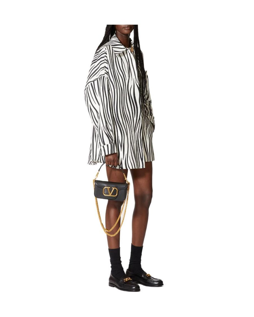 Valentino Black Faille Overshirt With Zebra 1966 Print