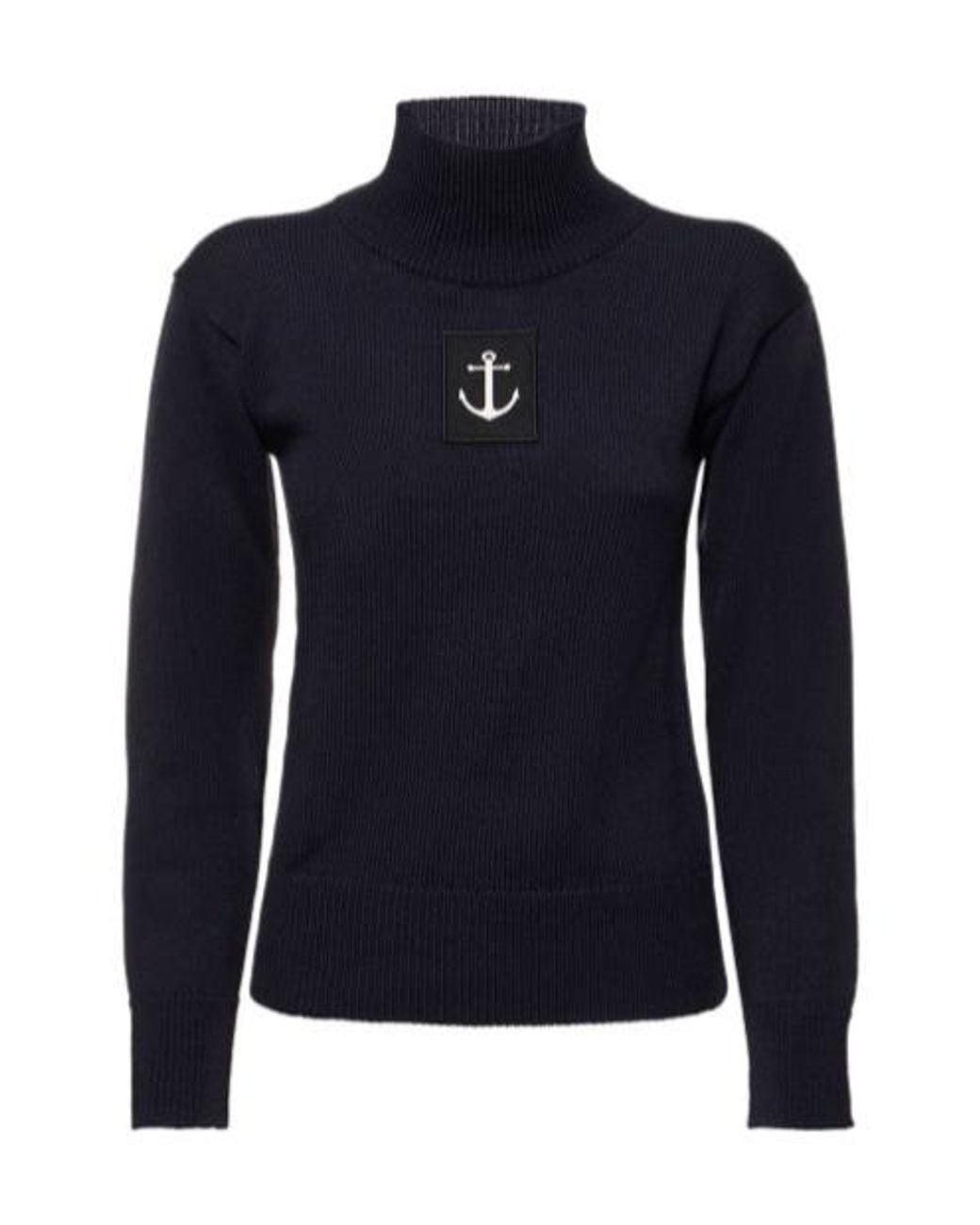 Jil Sander Blue Logo Turtleneck Sweater
