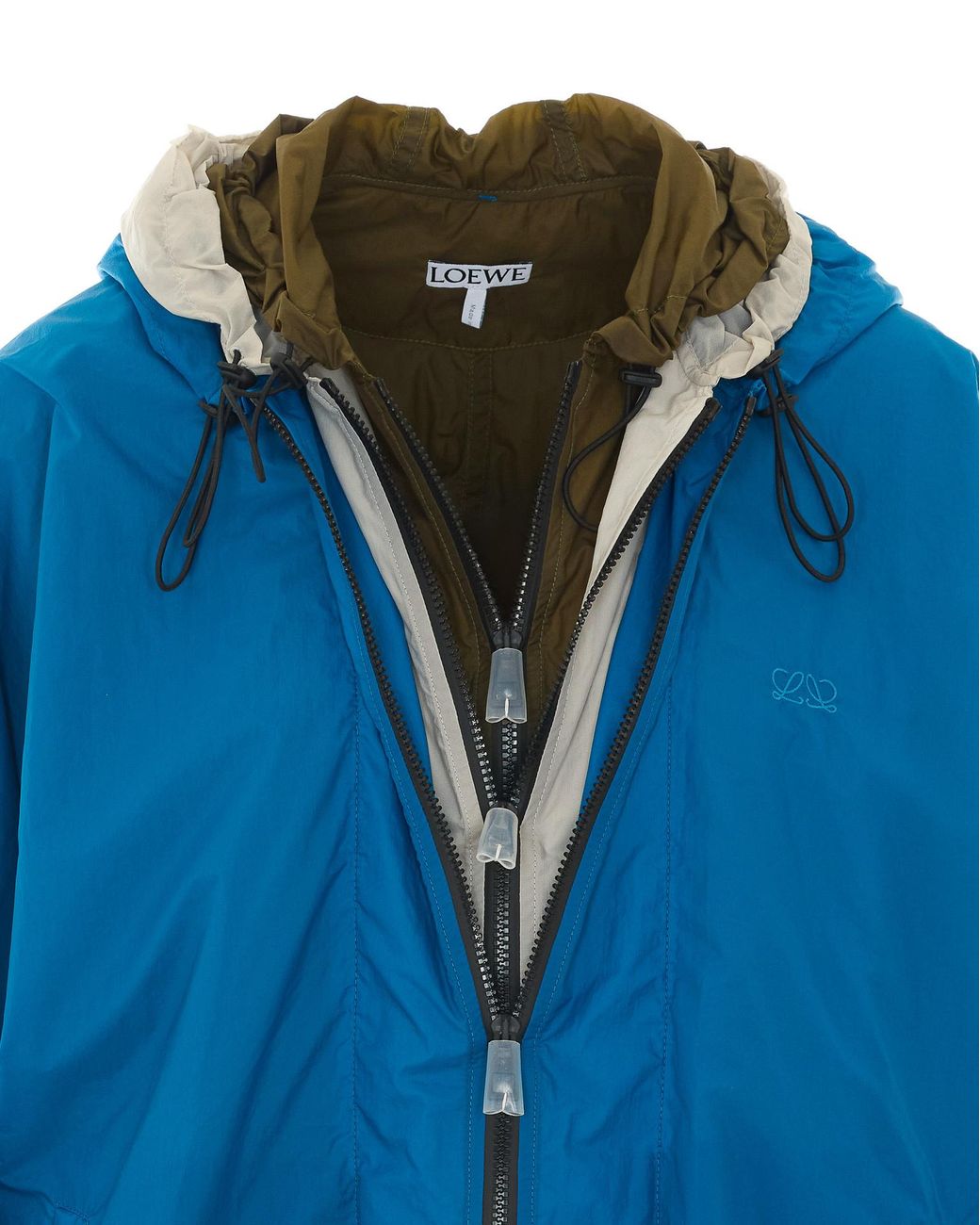Loewe Blue Logo Zip-Up Hooded Jacket