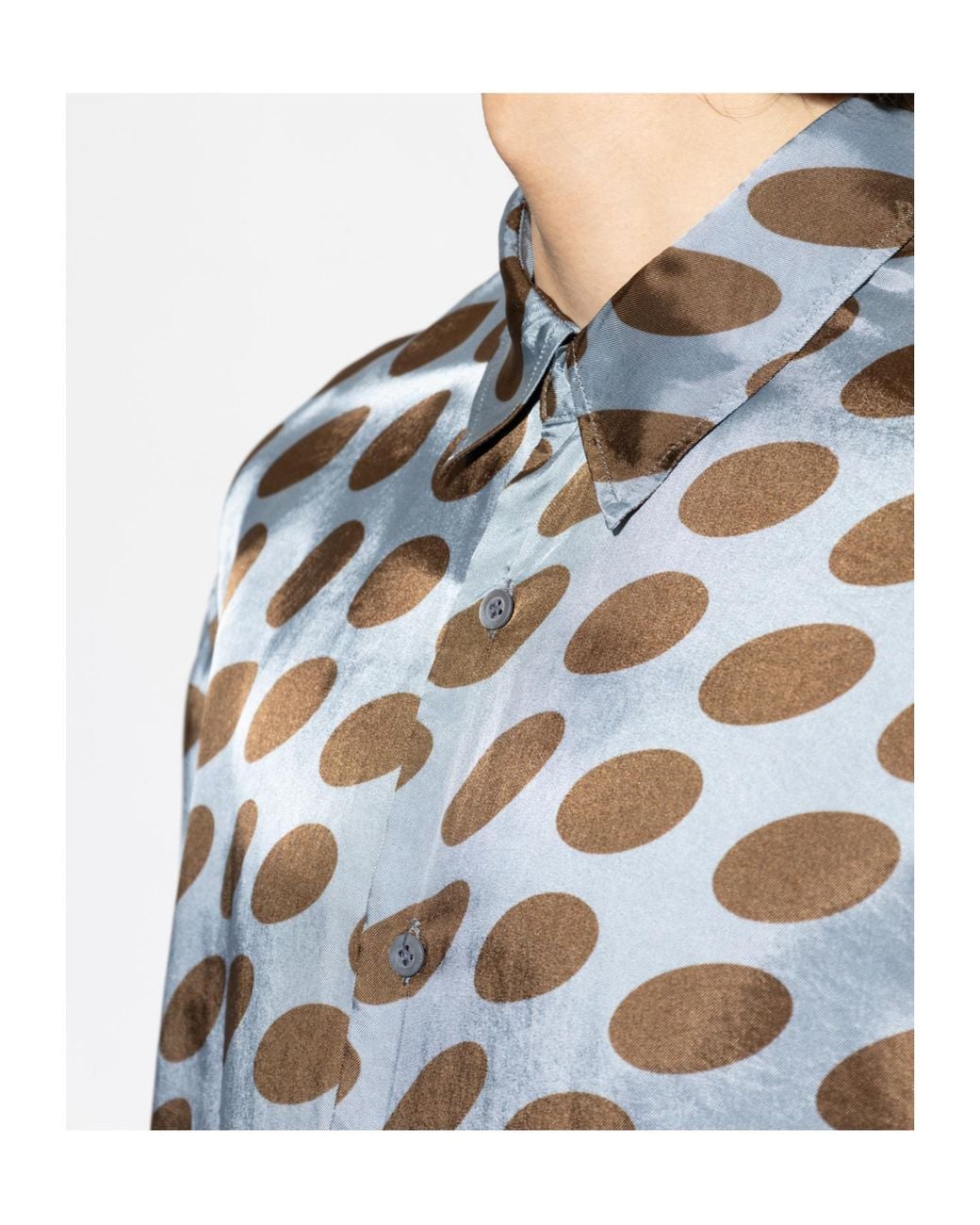 Dries Van Noten Gray Caper Oval-Print Shirt for men