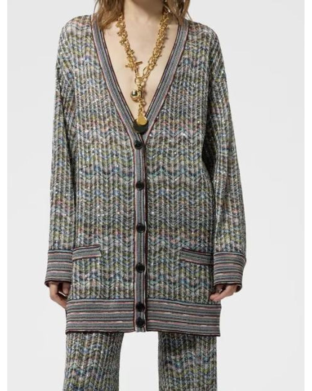 Missoni Gray Oversized Sequinned Cardigan