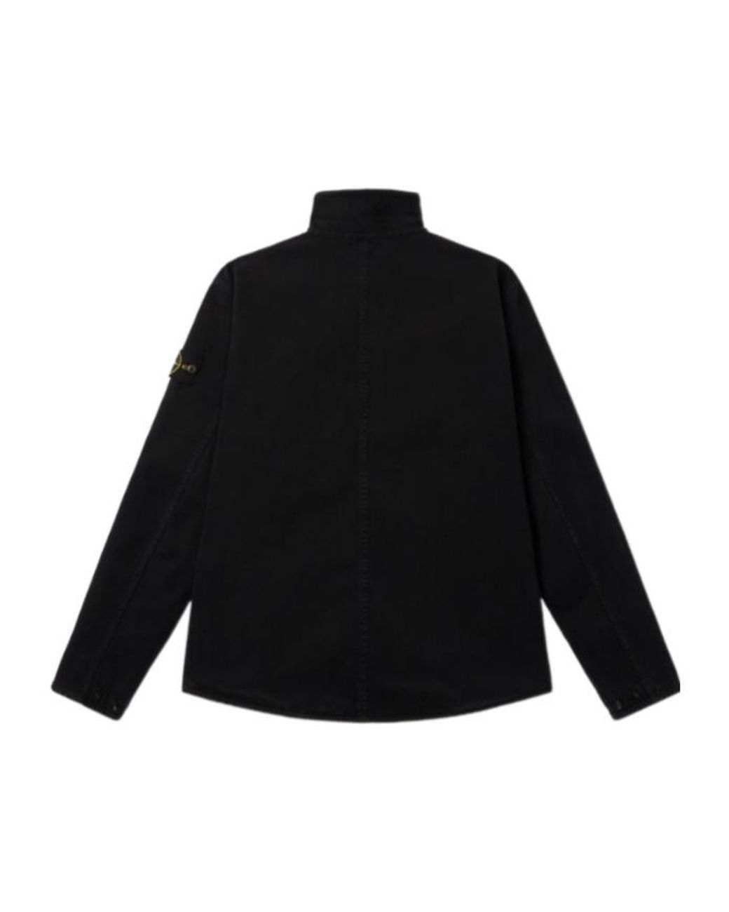 Stone Island Black Logo Patch Zipped Overshirt for men