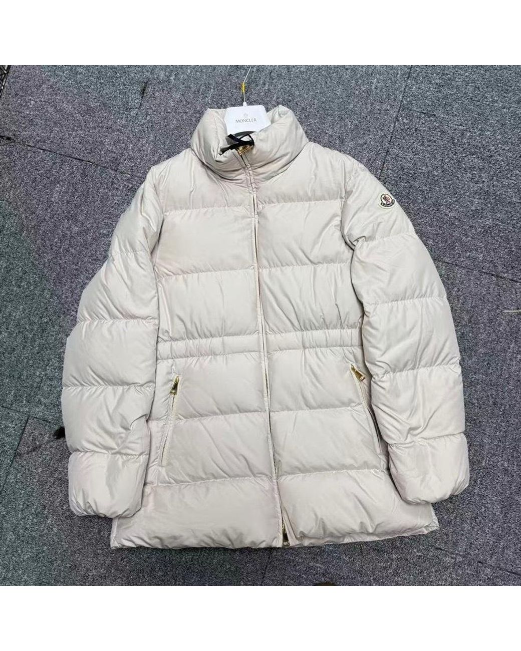 Moncler White Brossette Zip-Up Puffer Jacket