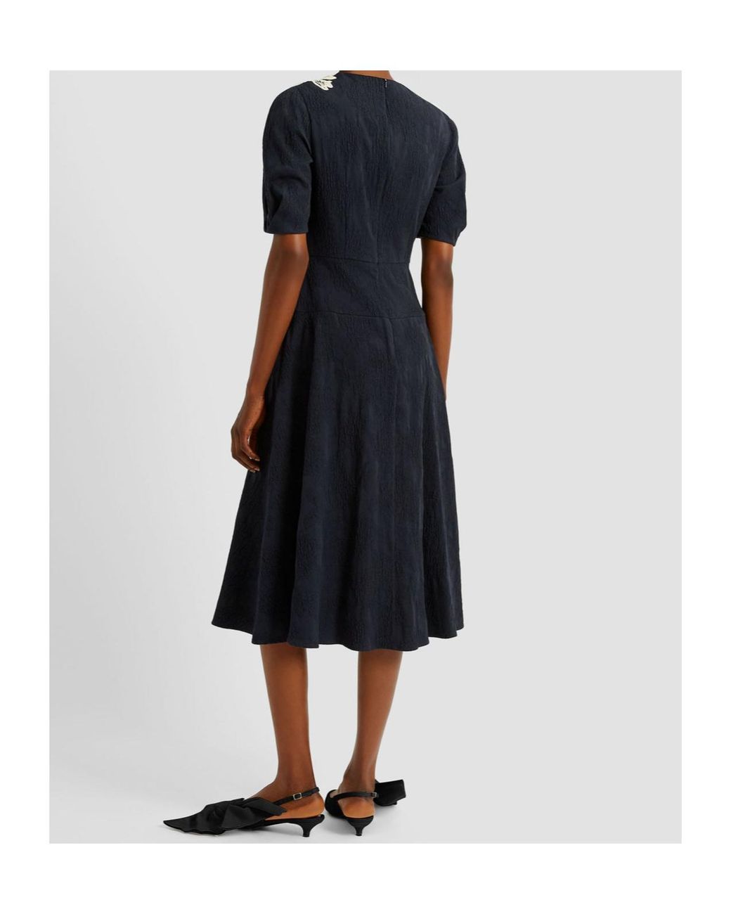 Erdem Blue Floral-Embroidered Dress