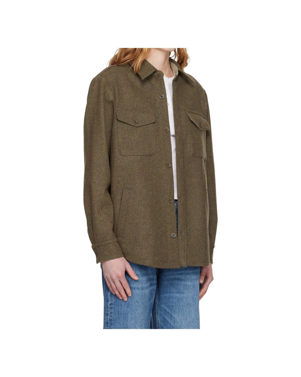 A.P.C. Green Wool Collar Shirt