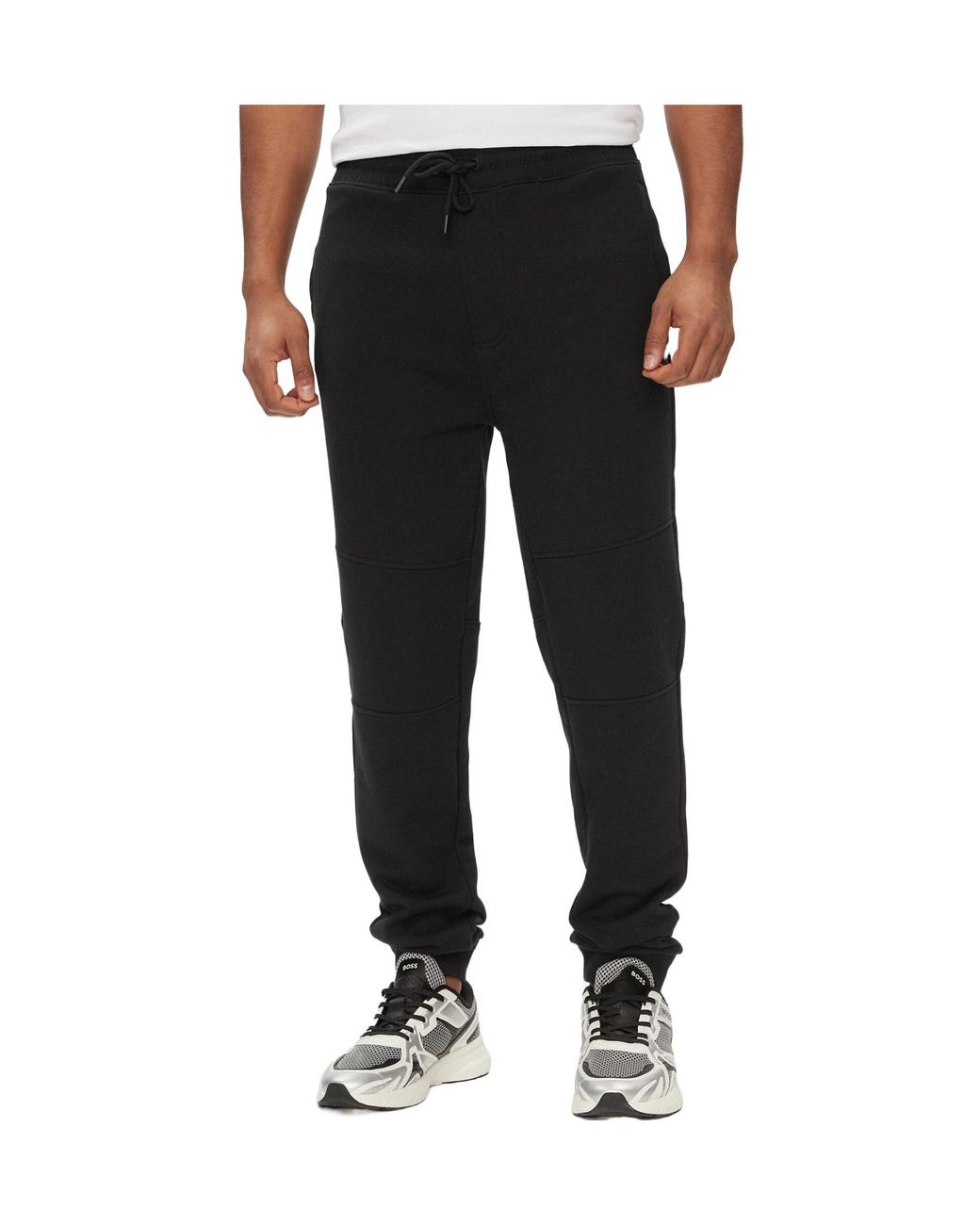Boss Black Drawstring Side-Pocket Sweatpants for men