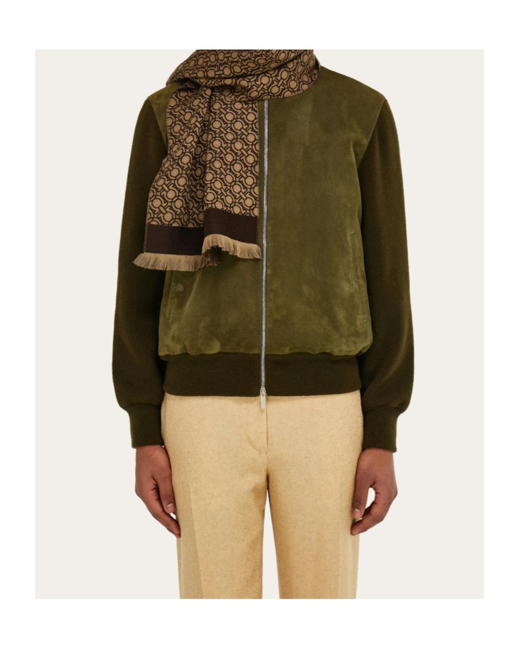 Ferragamo Brown Ferragamo Gancini Chain Fringed Scarf for men