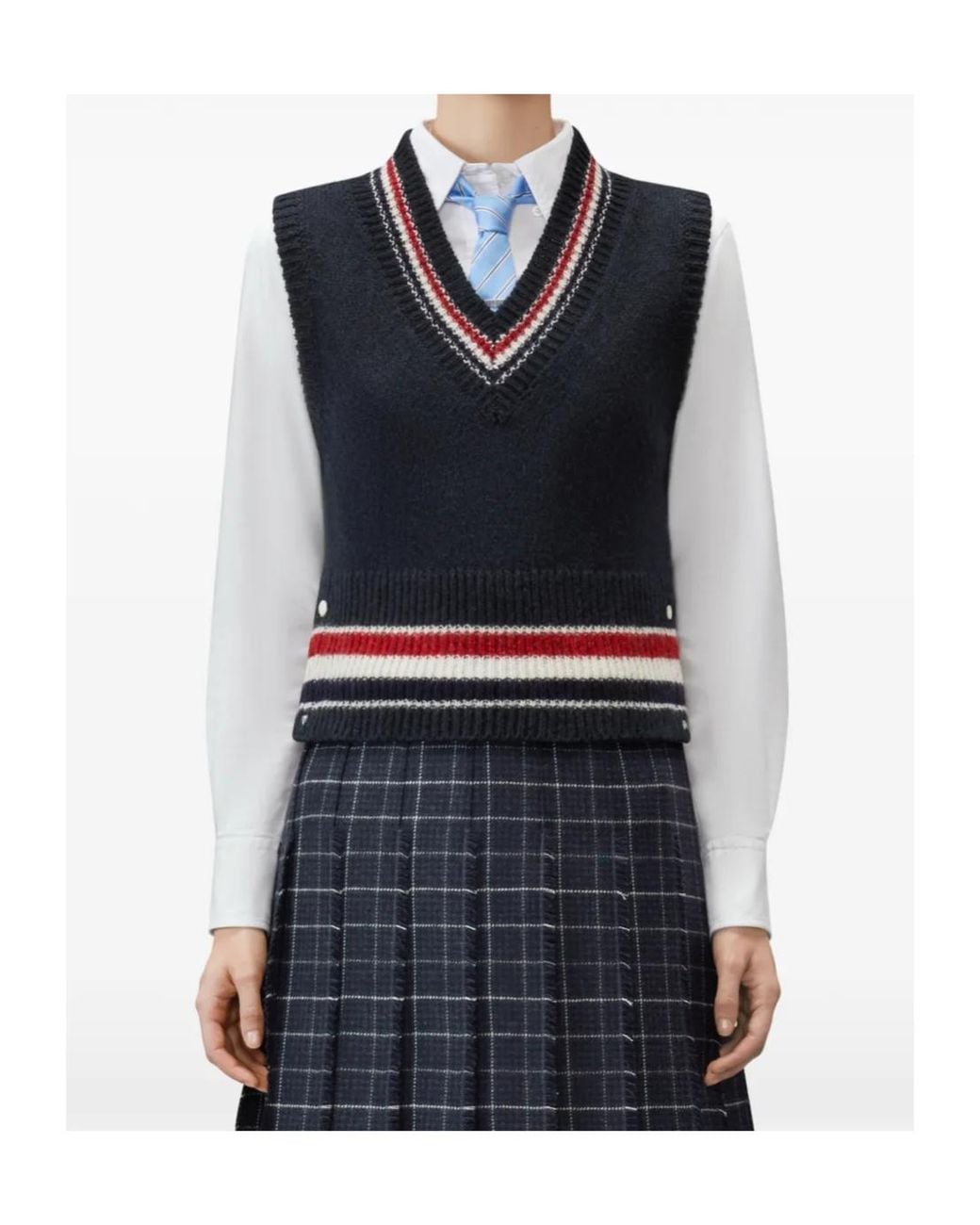 Thom Browne Blue Hector Stripe-Detail Vest