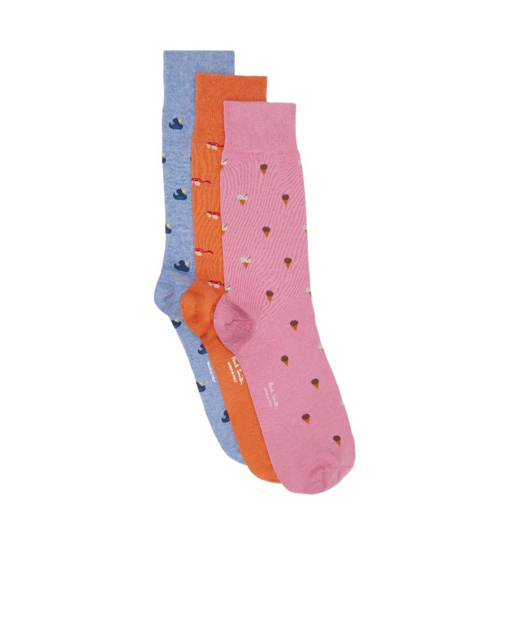 Paul Smith Pink Three Pairs Of Multi-Colored Patterned Mid-Calf Socks for men