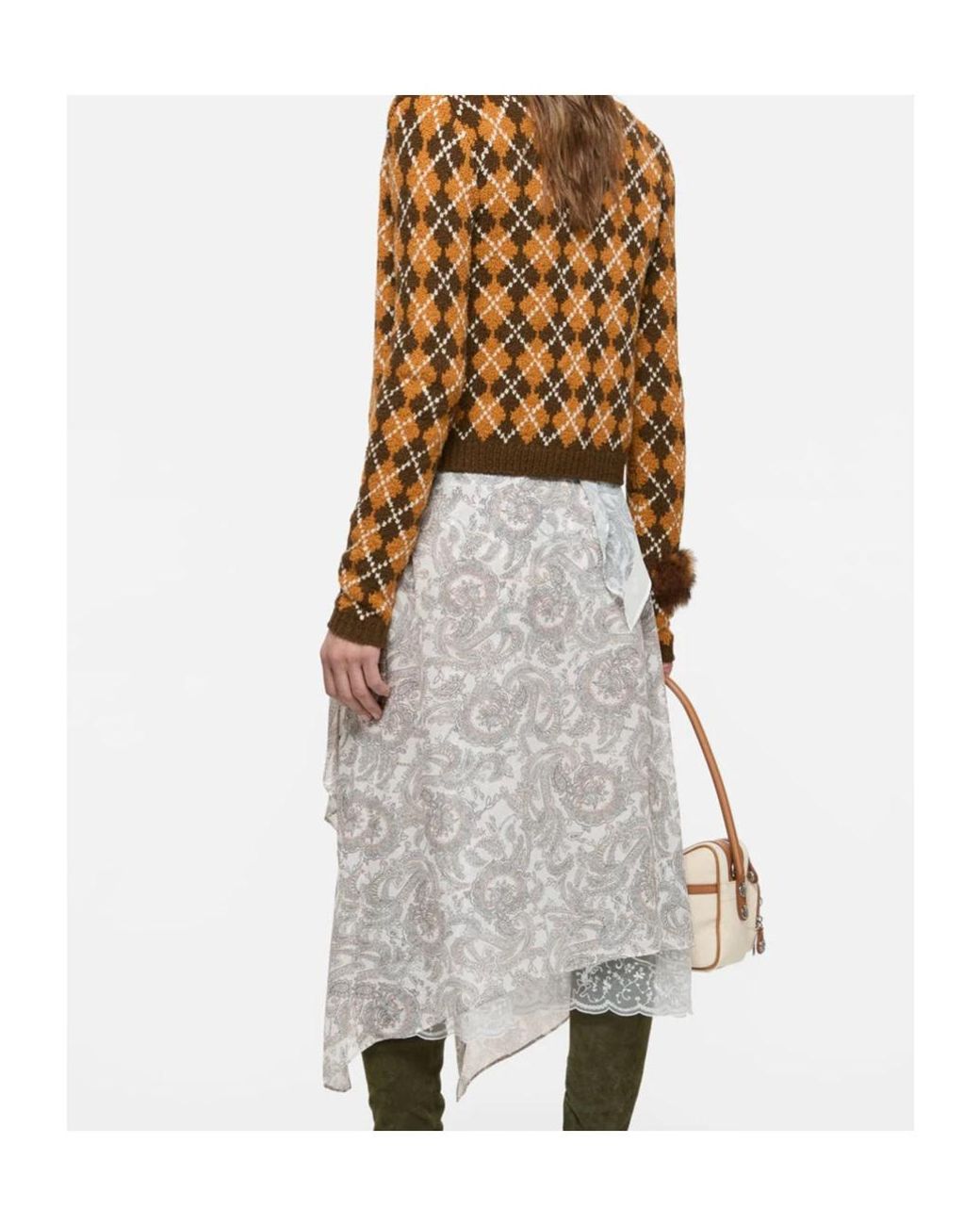 Acne Gray Paisley-Print Asymmetric Skirt