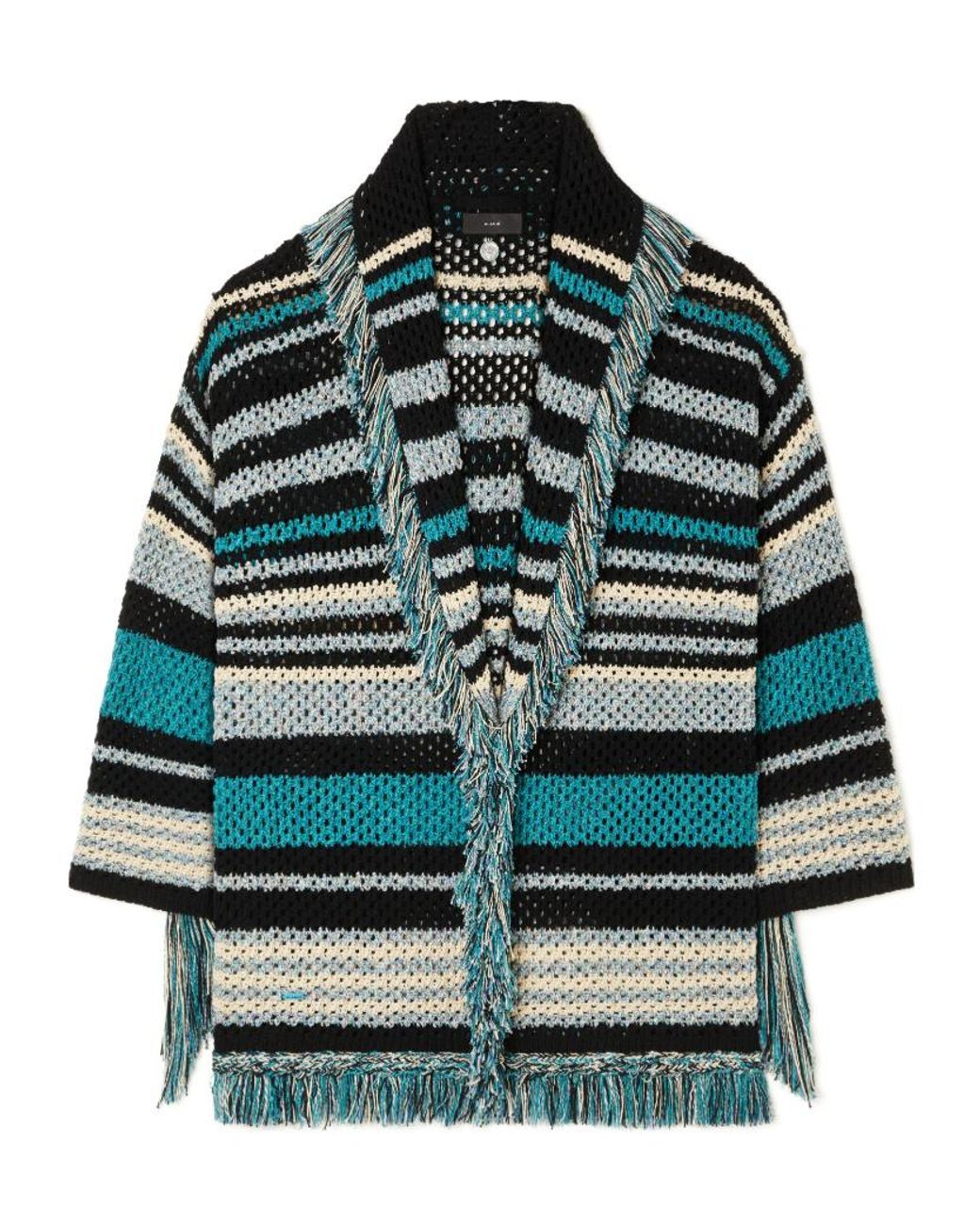 Alanui Green Ocean Stripes Fringed Cardigan
