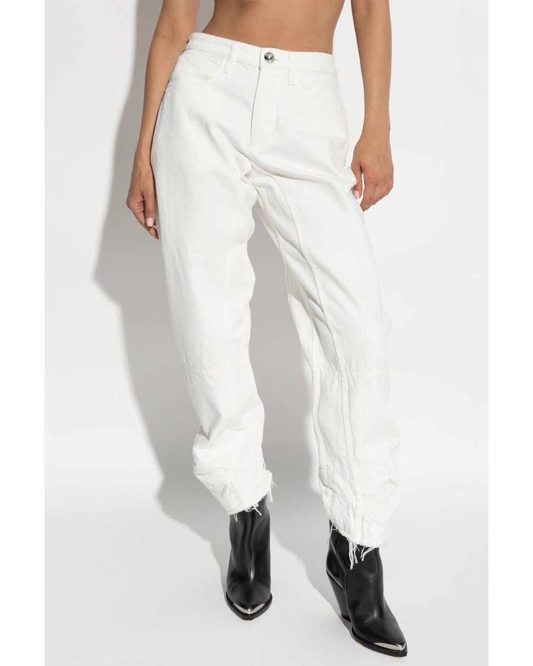 Jil Sander White Logo Patch Straight-Leg Trousers